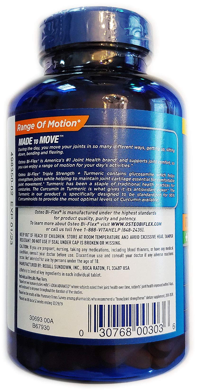 Osteo Bi-Flex curcuminoïdes 95, soutien antioxydant potentiel pour les articulations.