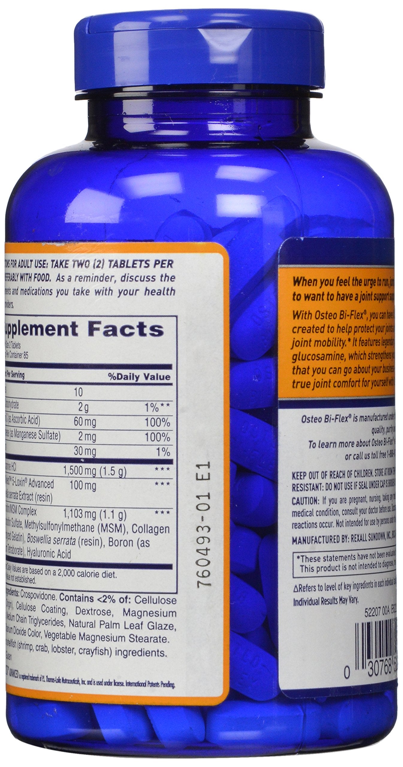 5-Loxin Advanced AKBA et Joint Shield dans la formule, flacon Osteo Bi-Flex.
