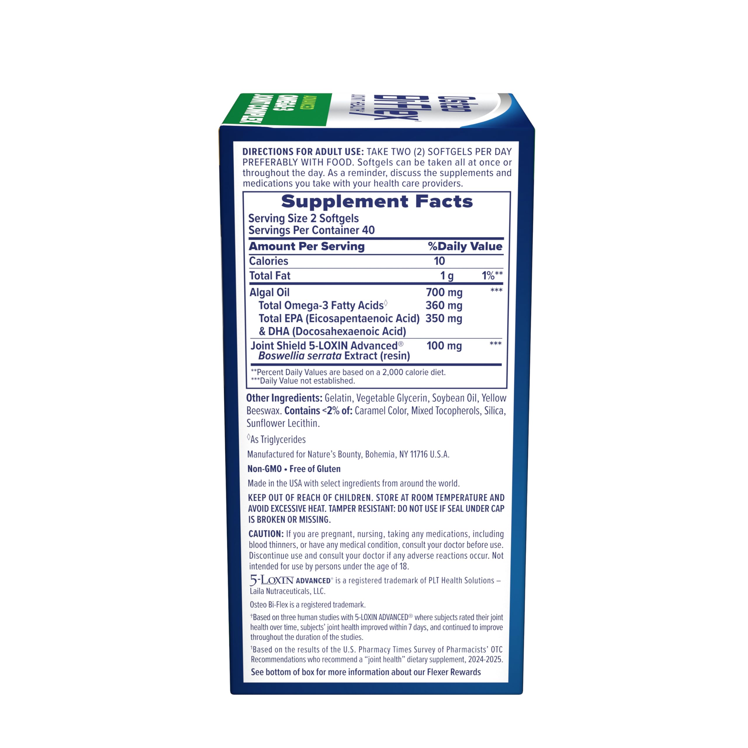 Emballage pratique Osteo Bi-Flex Avancé Omega-3 pour rangement et transport.