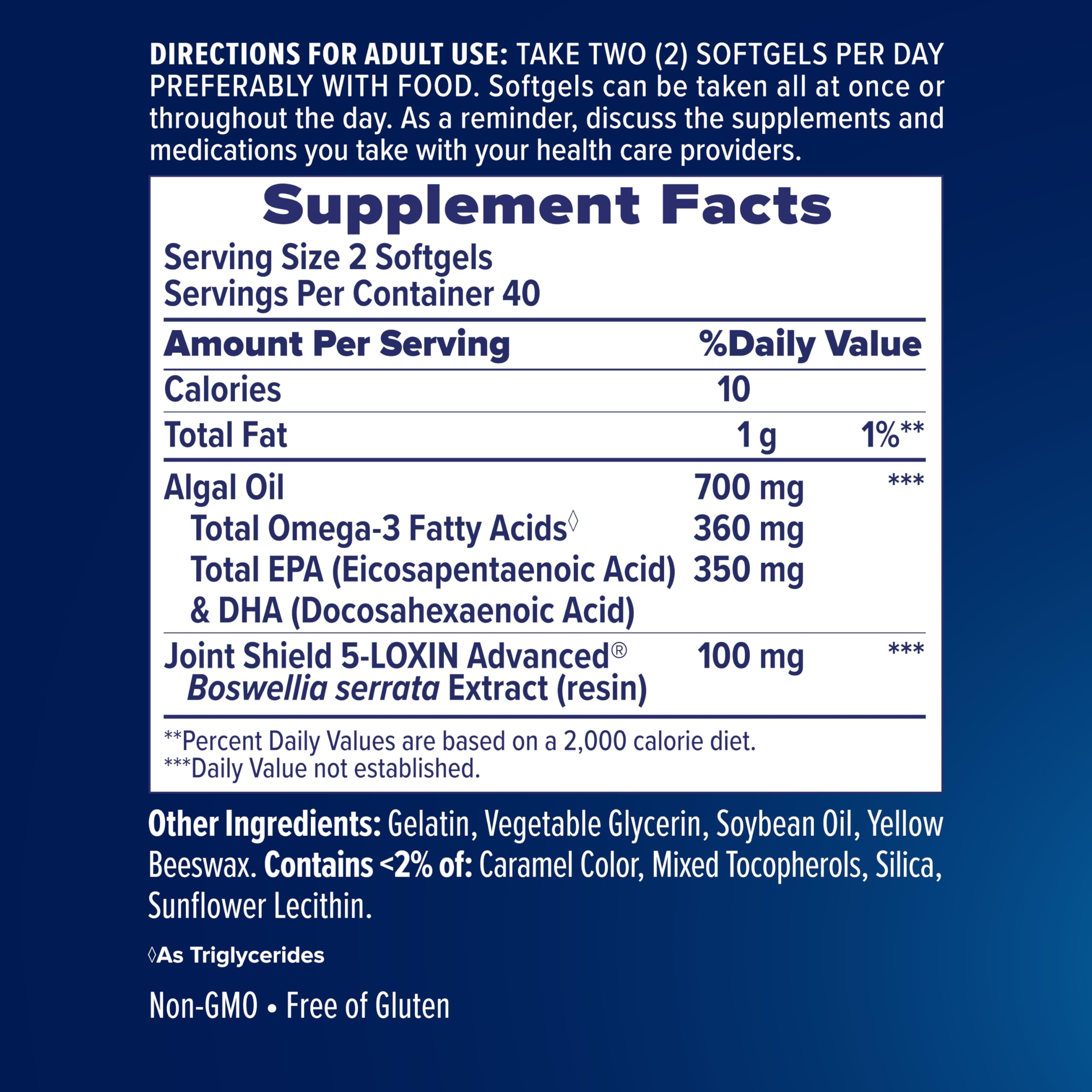 Utilisation quotidienne Osteo Bi-Flex Avancé Omega-3 pour mobilité et énergie générale.
