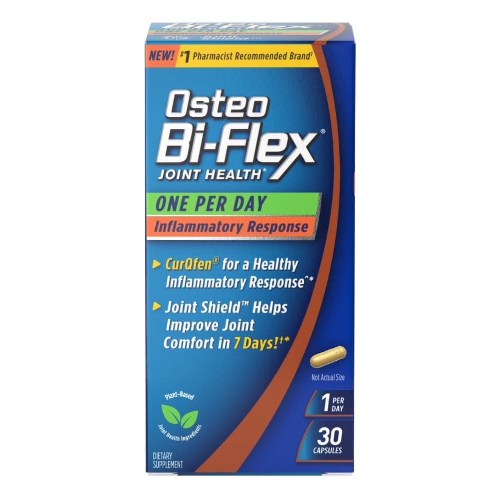 Osteo Bi-Flex Une Gélule Par Jour – bouteille suggérant un soutien à la mobilité articulaire.