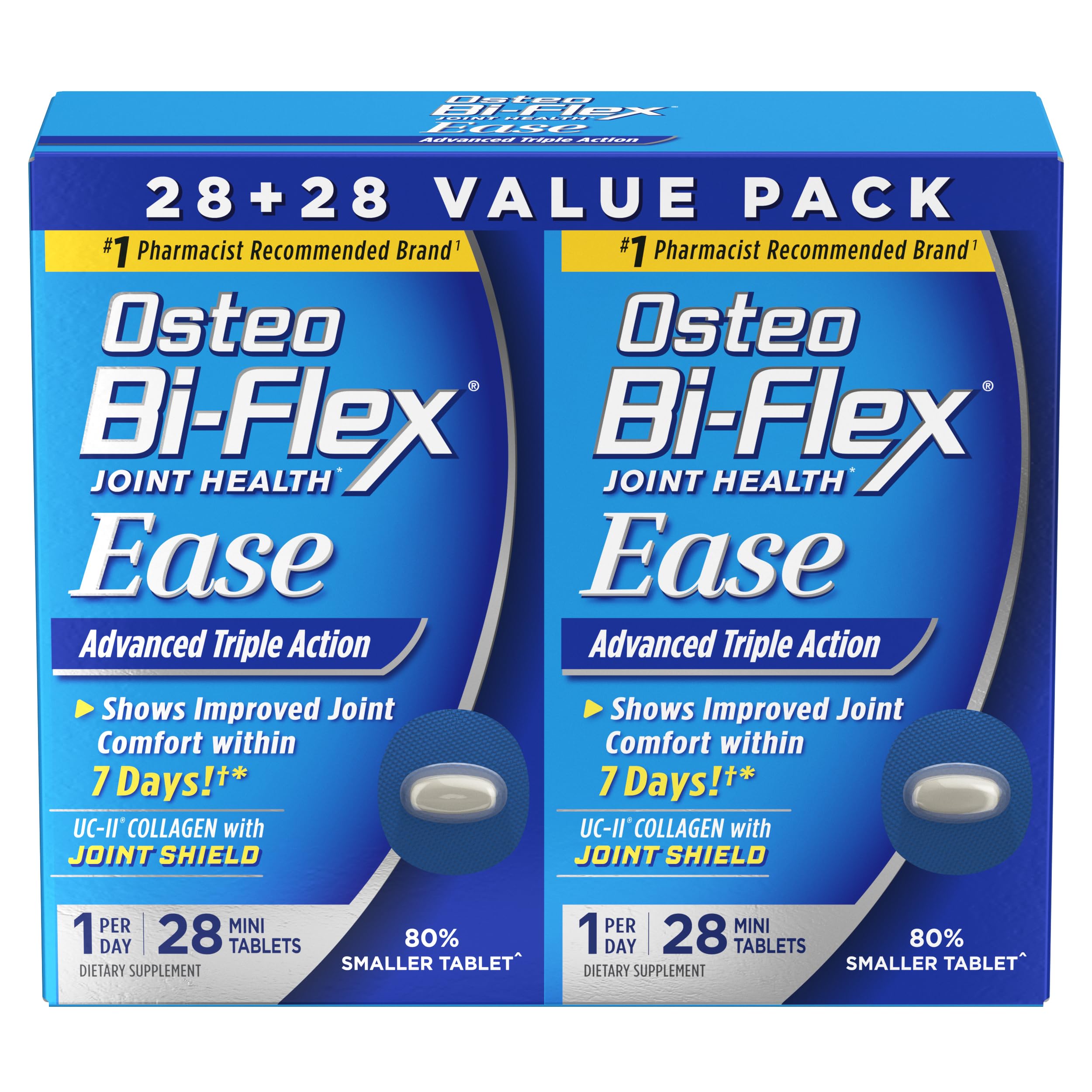 Boîte Osteo Bi-Flex Ease montrant deux paquets, soutien mobilité potentiel.