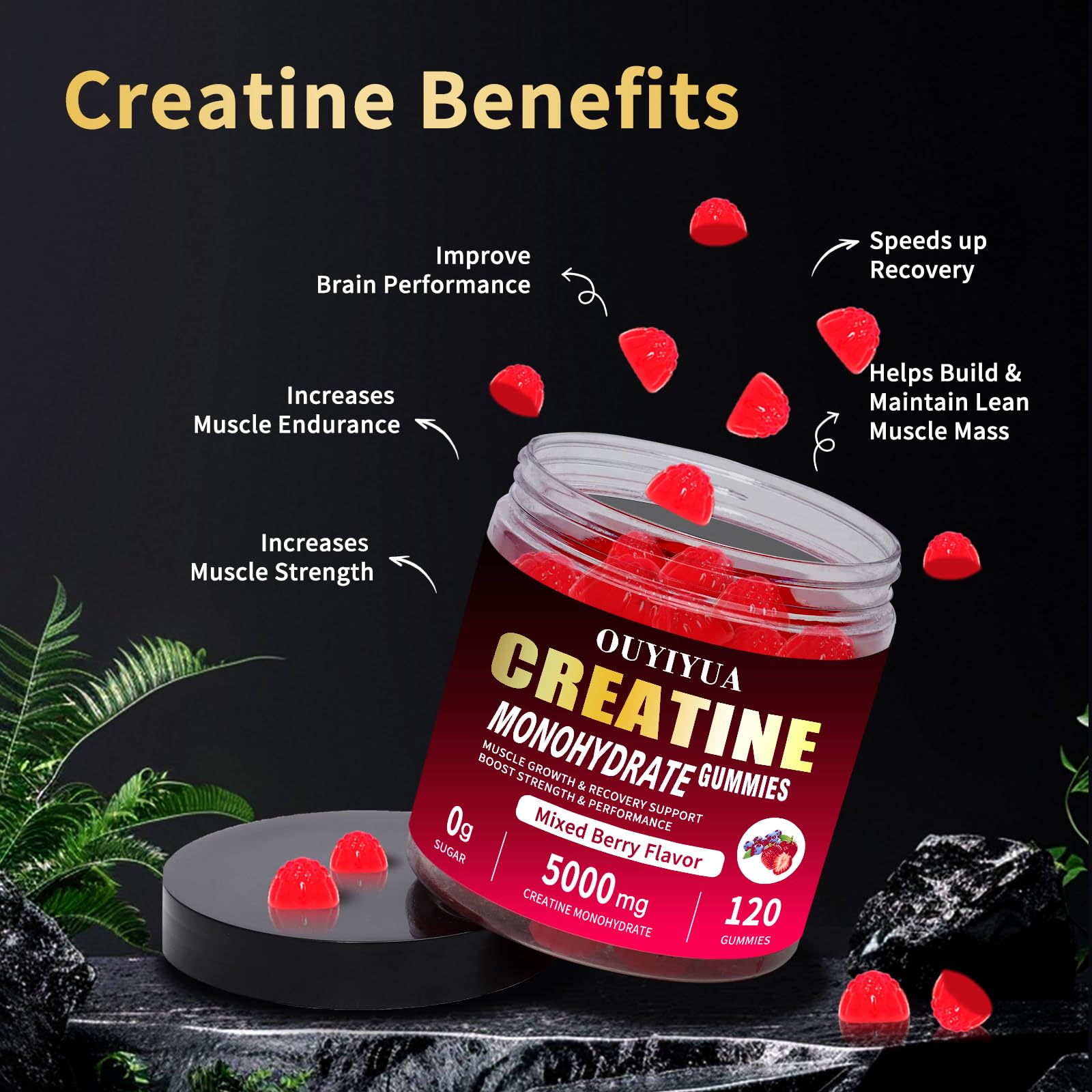 Gommes OUYIYUA Créatine Monohydrate – idéal avant ou après l'entraînement.