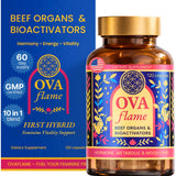 OVA flame: bouteille en verre 10 en 1, présentation élégante pour une routine quotidienne.