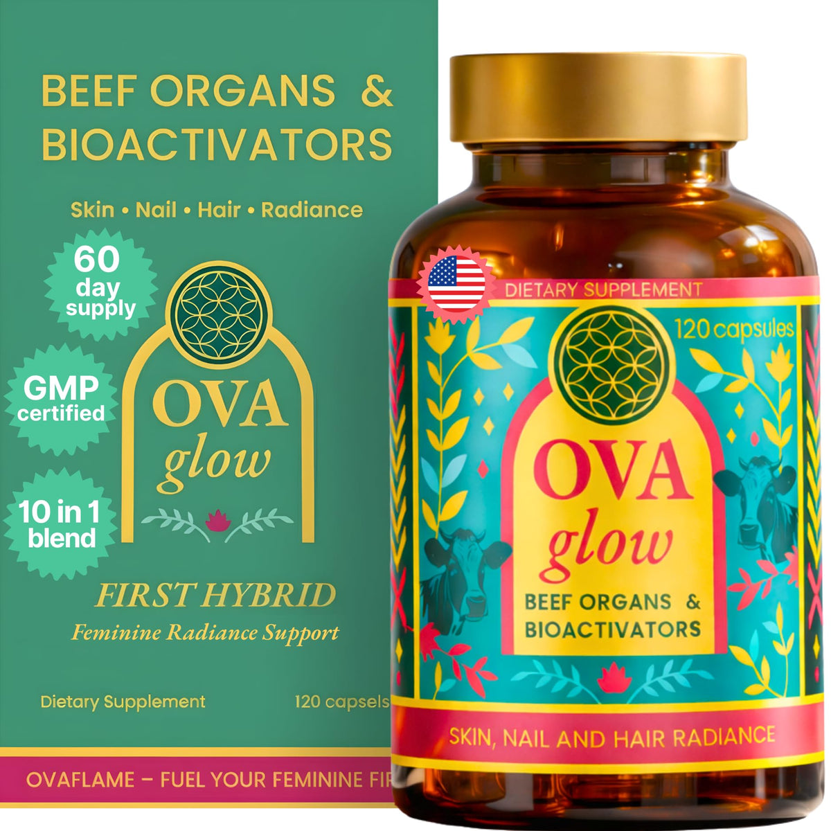 OVA flame capsules-beaute-femme, peau lumineuse et cheveux renforcés au quotidien.