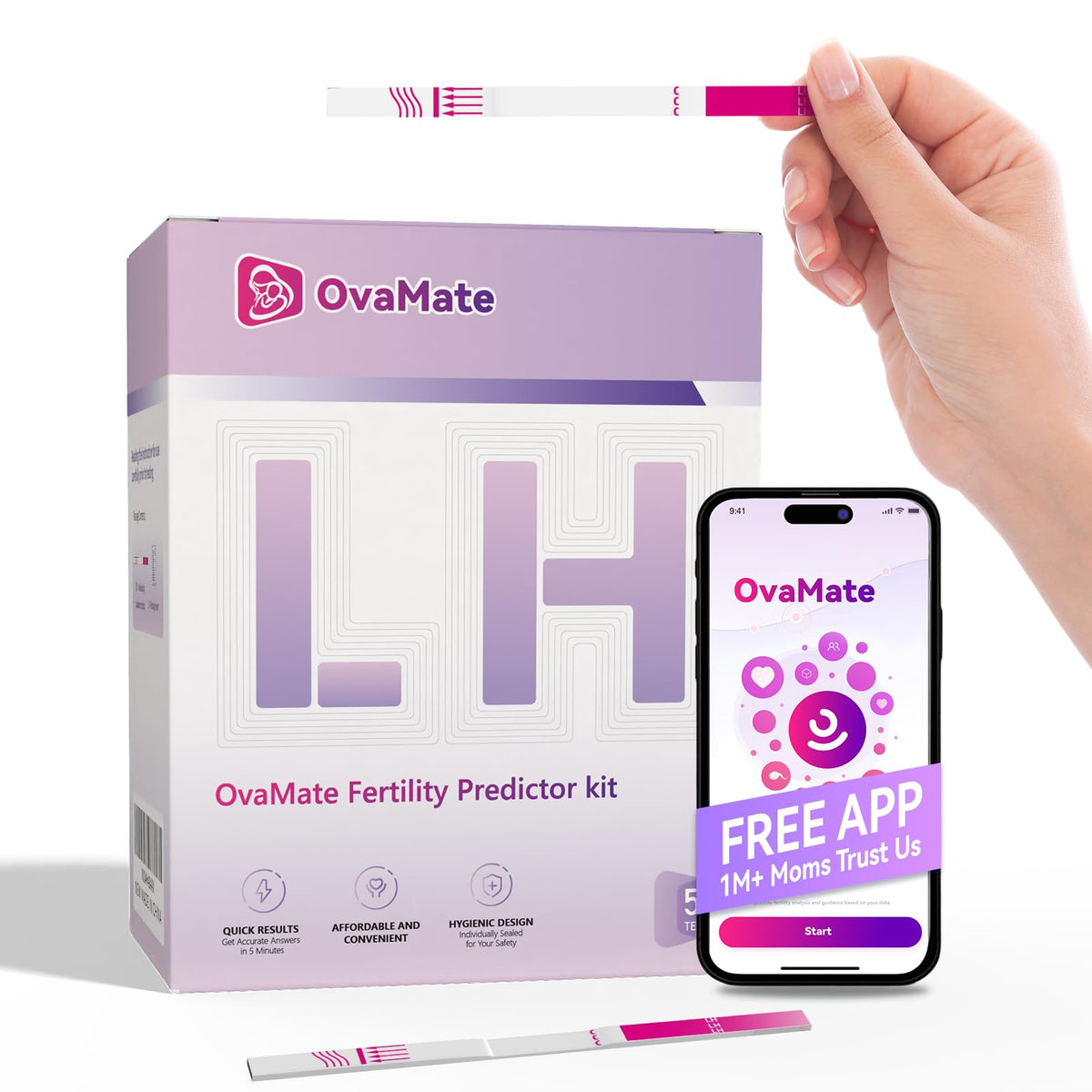 OvaMate bandelettes d'ovulation 50 tests: suivi prévisionnel du cycle pour une planification facilitée