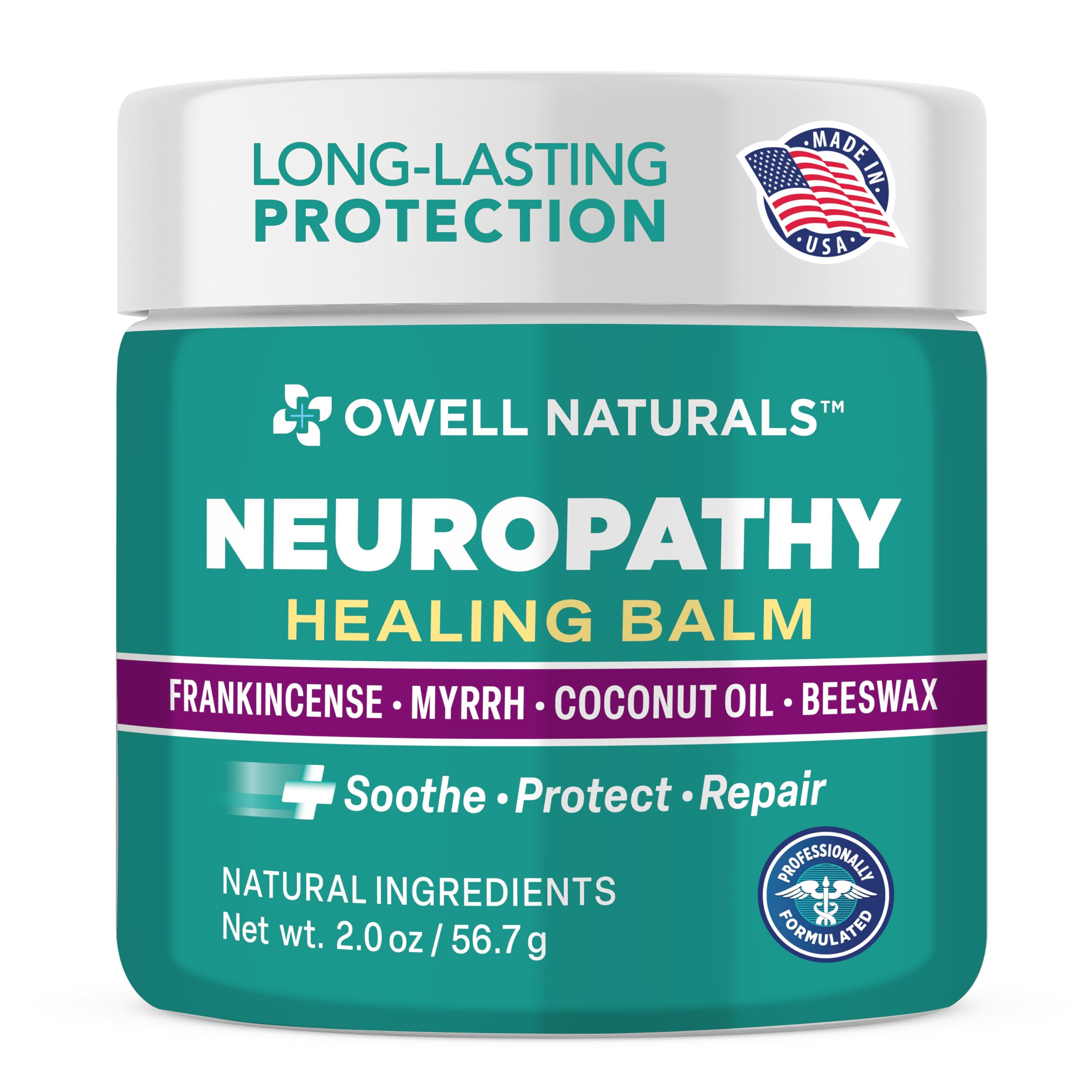 Baume OWELL NATURALS pour neuropathie sur pieds, apaisement des inconforts quotidiens.