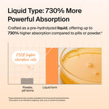 Ownist Triple Collagène Liquide, absorption élevée jusqu'à 730% grâce à la formule pré-hydrolysée.