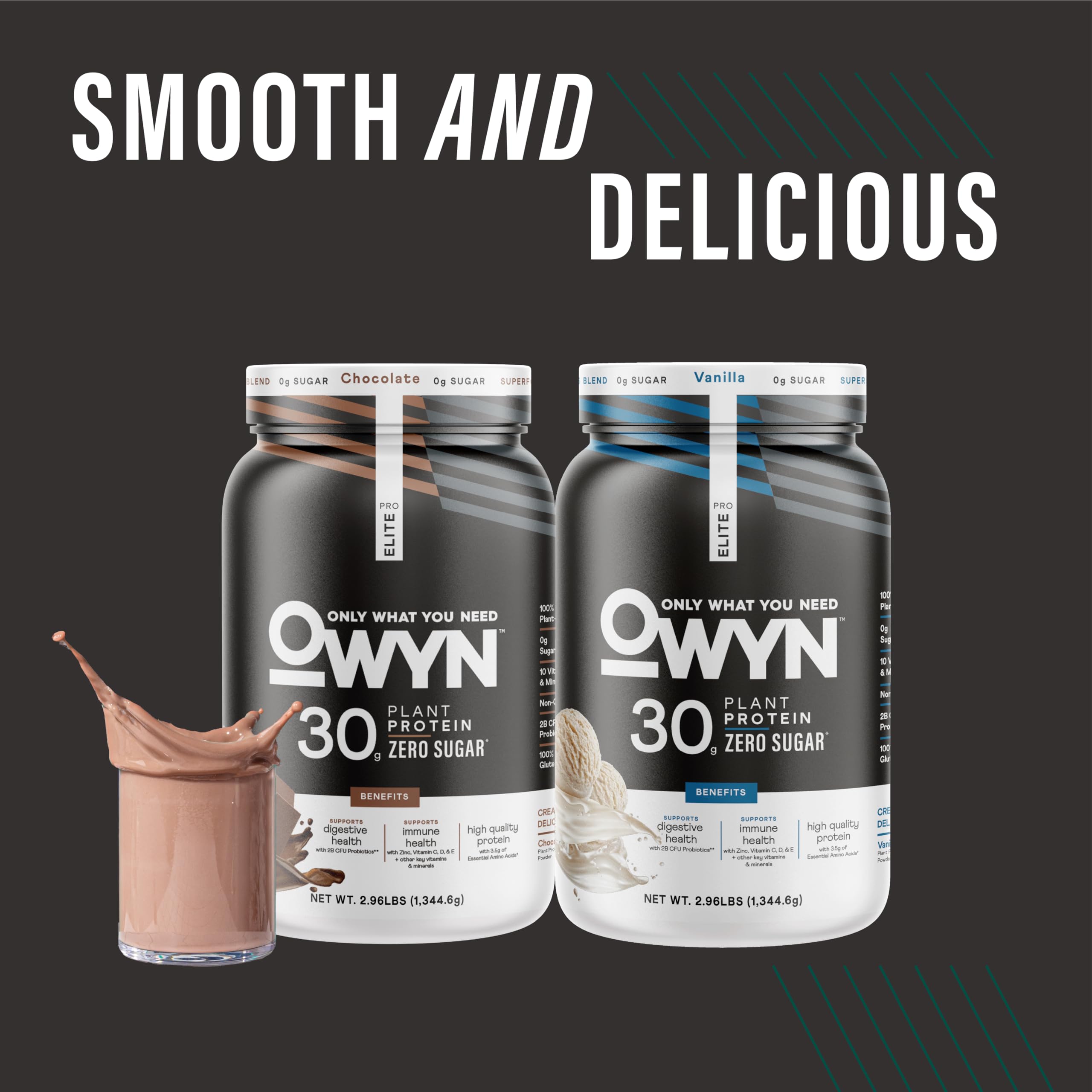 OWYN Pro Elite étiquette zéro sucre et glucides nets, guide utile pour les choix équilibrés.