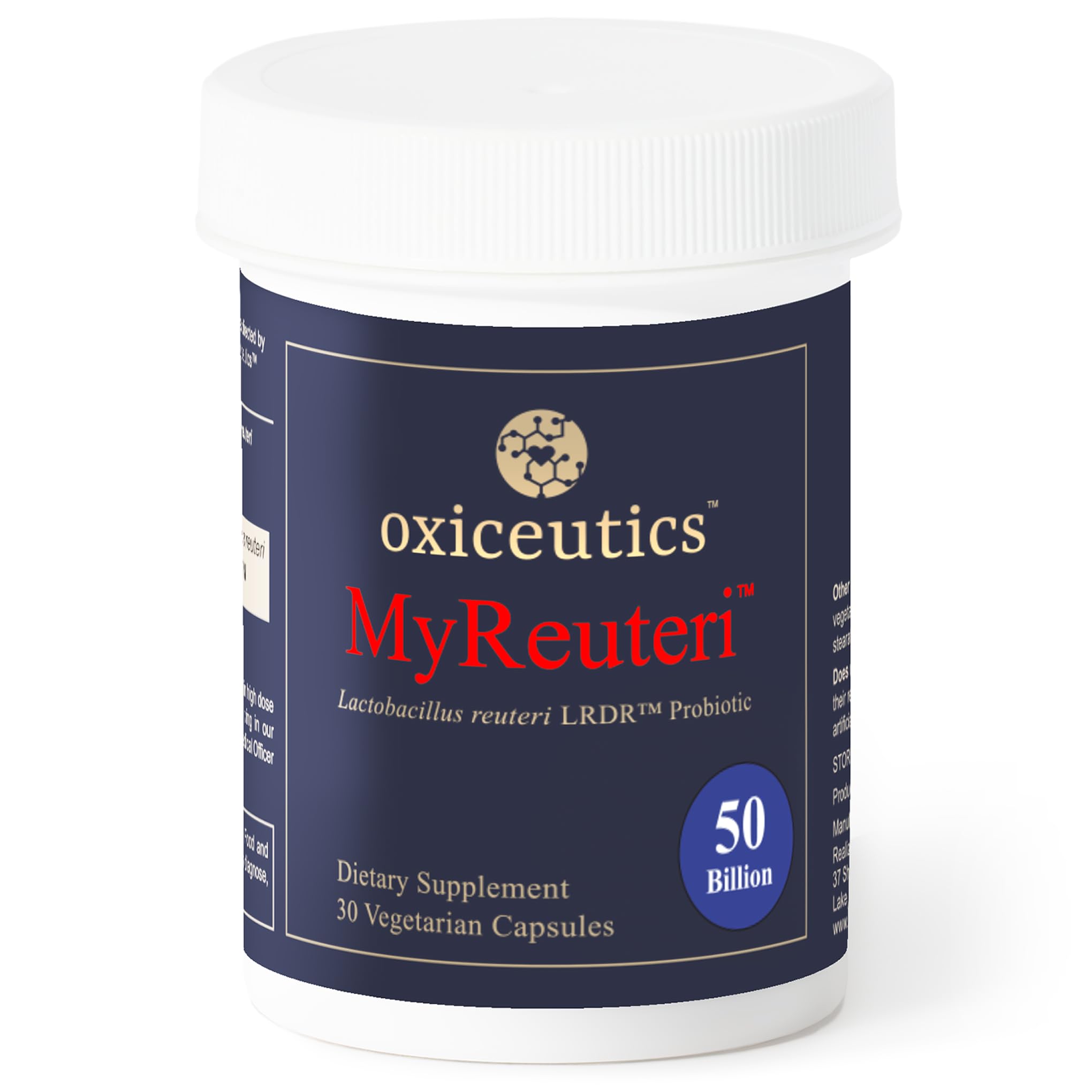 Capsules Oxiceutics MyReuteri: 50 milliards CFU pour un apport probiotique concentré.