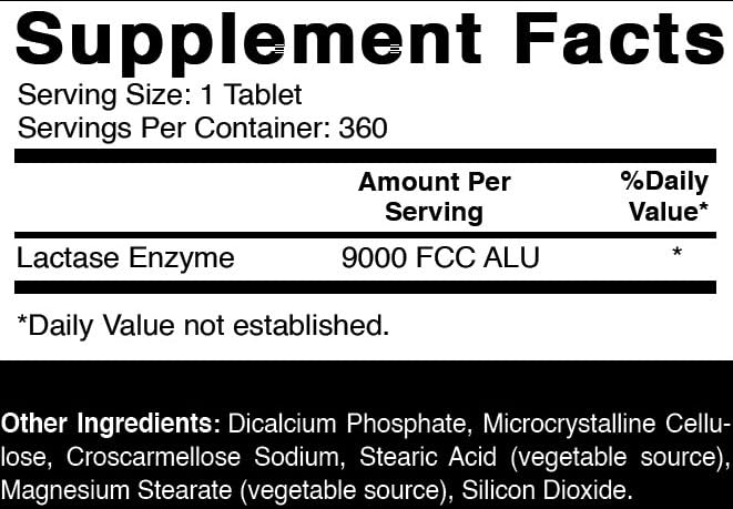 Oxify Lactase 9000, tablettes avant repas, aide potentielle à digérer le lactose.