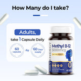 Boîte OxyEnergy B12 et tableau des ingrédients et méthylfolate