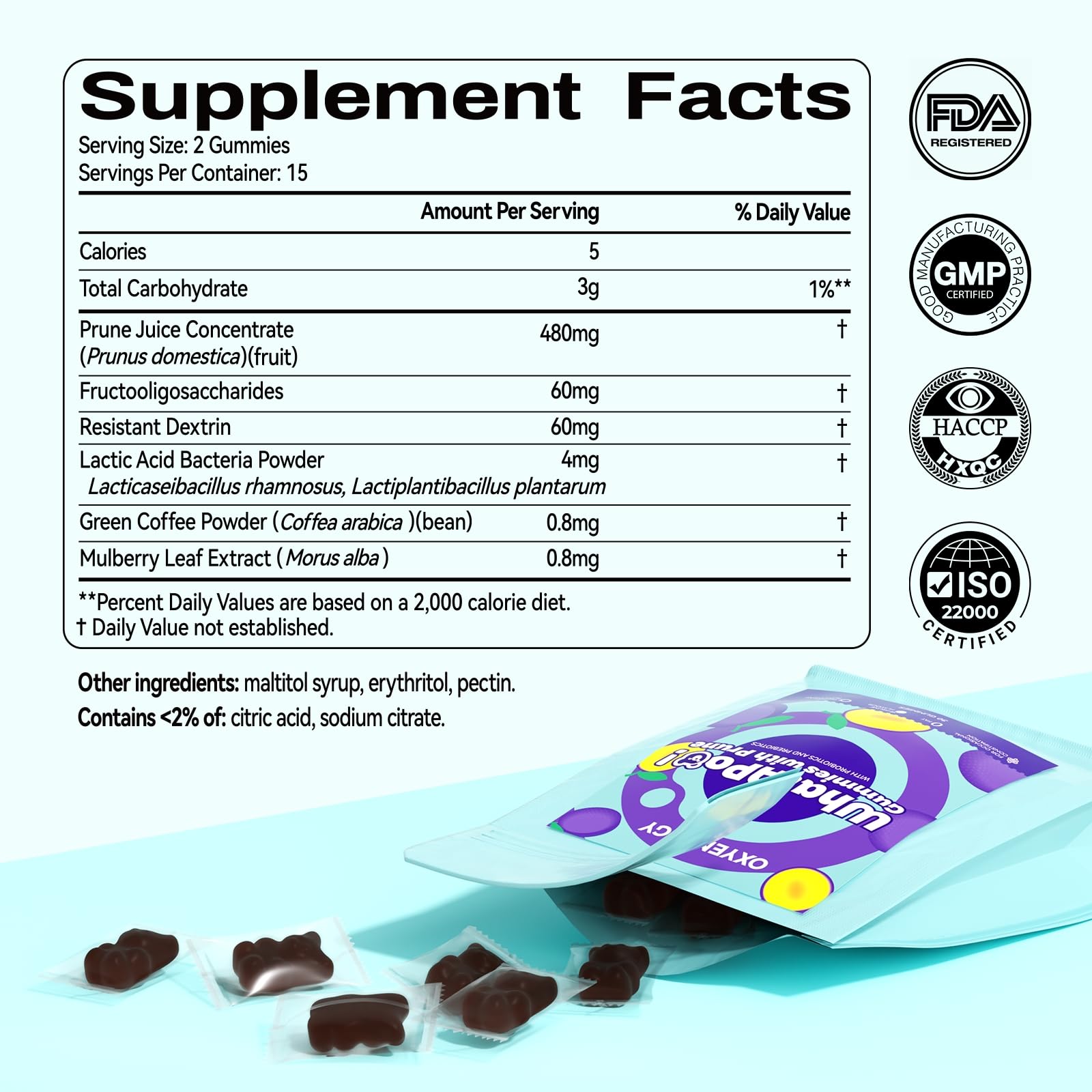 OxyEnergy prune – dosage quotidien deux gommes faciles à intégrer.