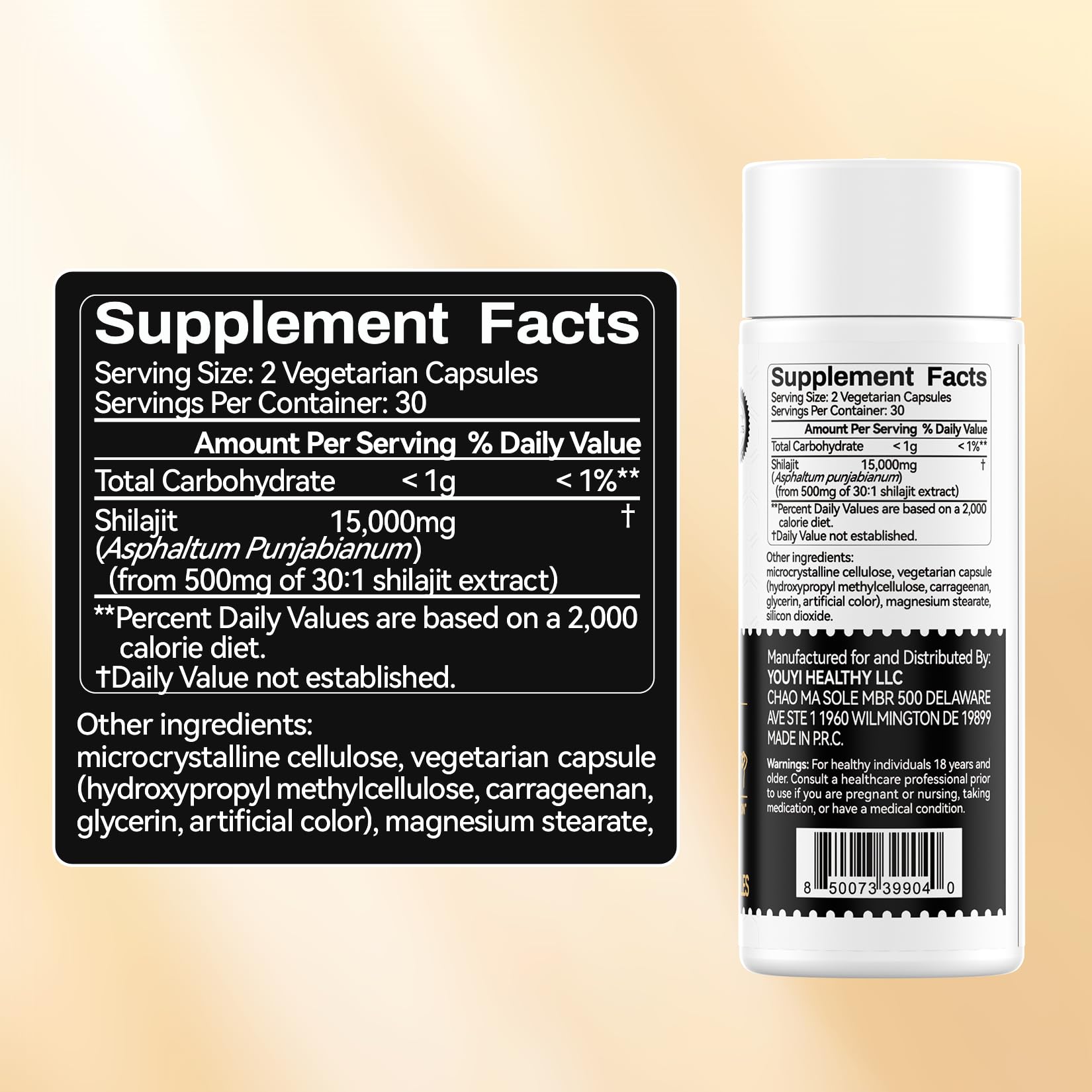 OxyEnergy Shilajit boîte 60 capsules, soutien quotidien.