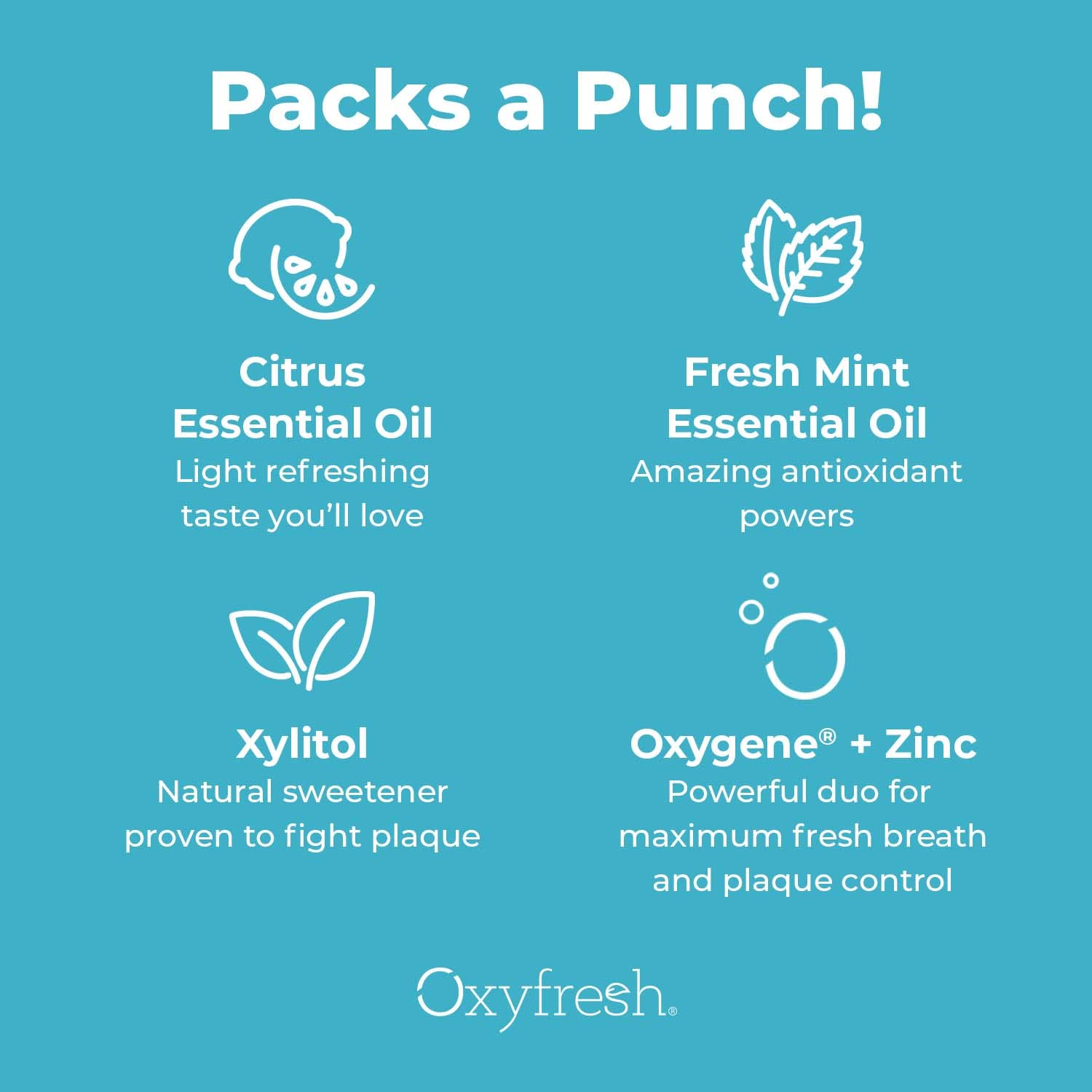Oxyfresh dentifrice emballage pack3, format pratique pour la maison.