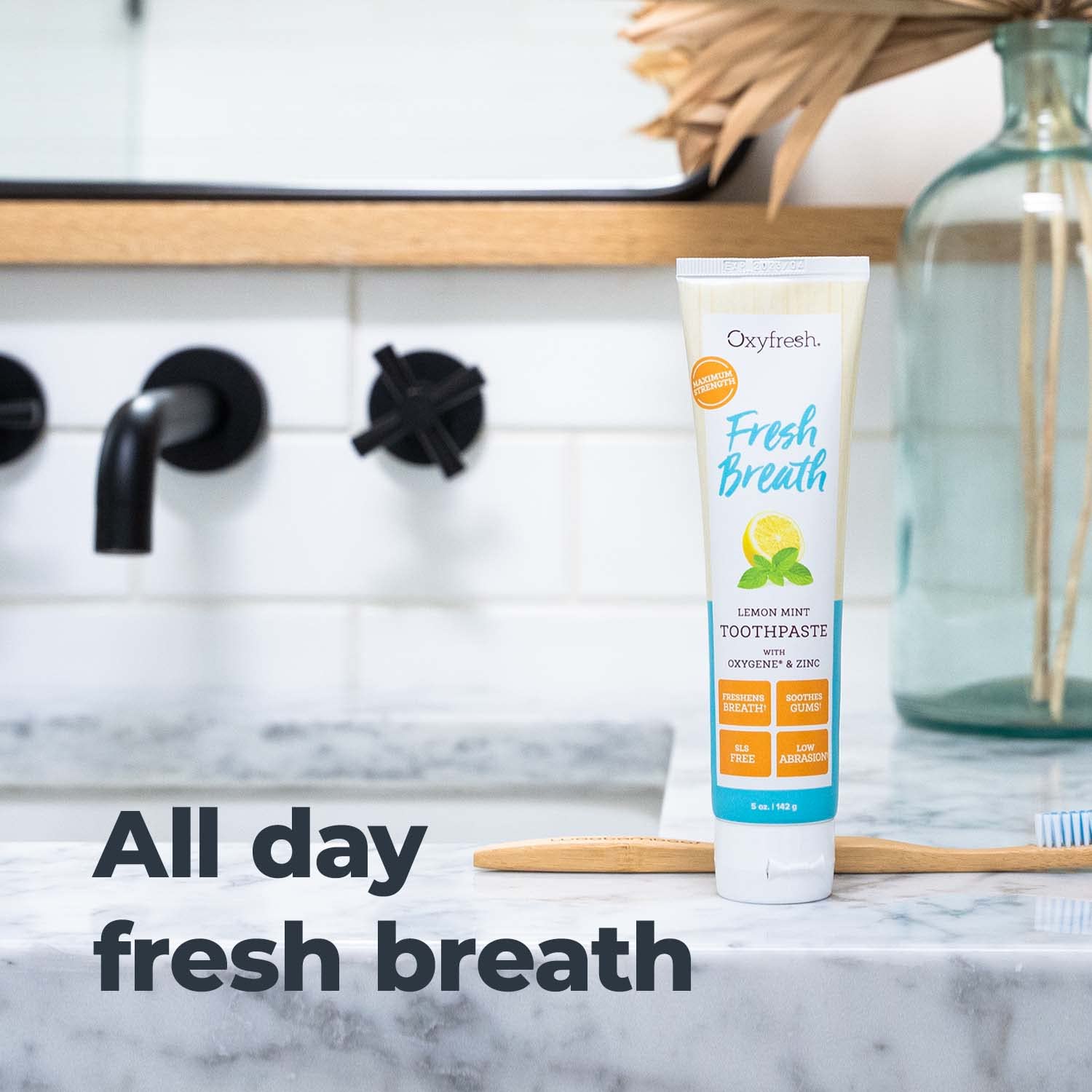 Oxyfresh dentifrice protection gencives, accent sur le soin des gencives.