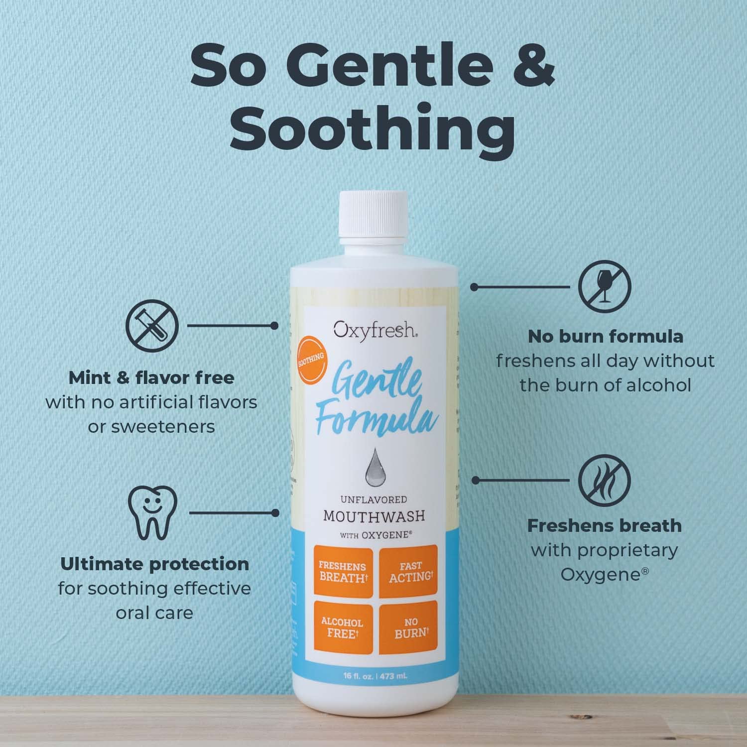 Oxyfresh, flacon pompe 16 oz, douceur sans alcool et sans arôme.