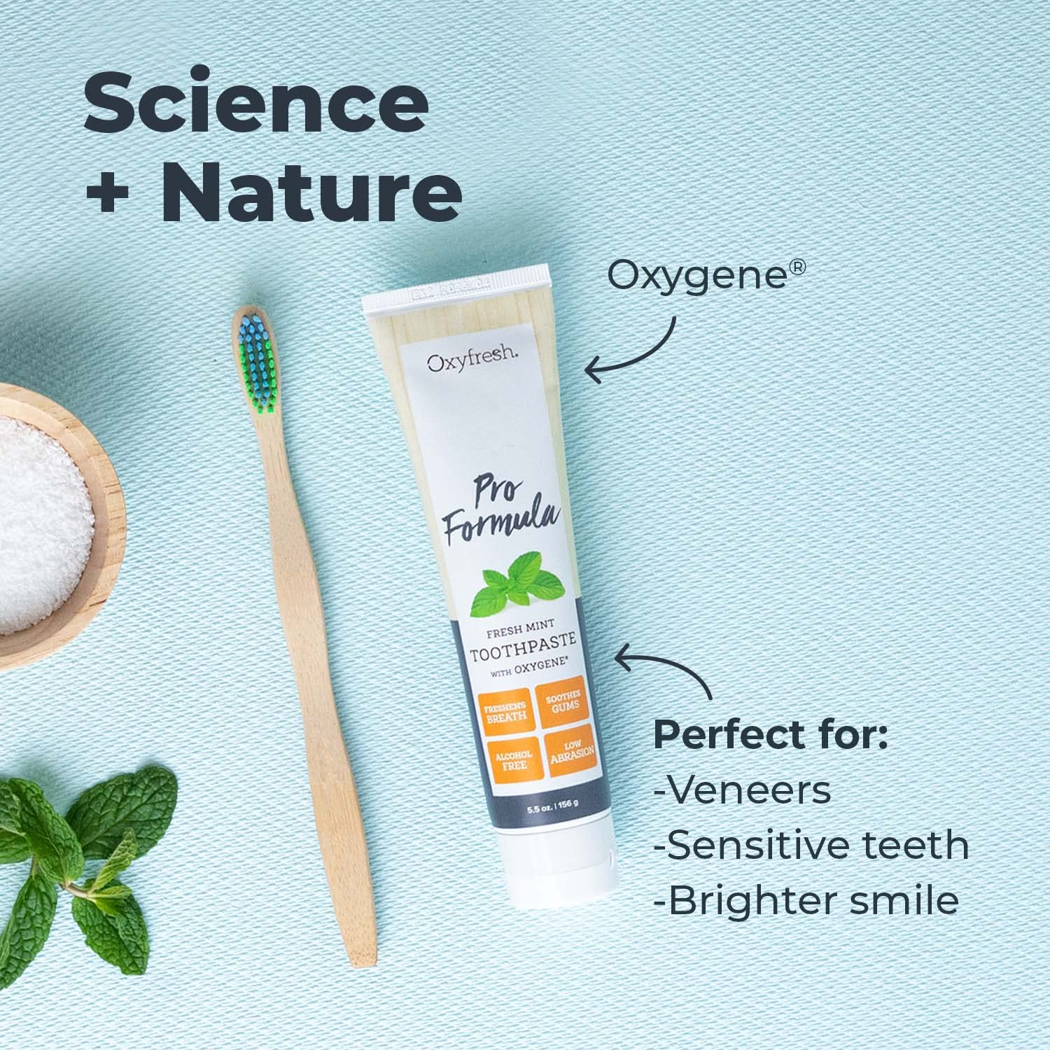 Dentifrice sans fluor Menthe d Oxyfresh Pro Formula, emballage simple