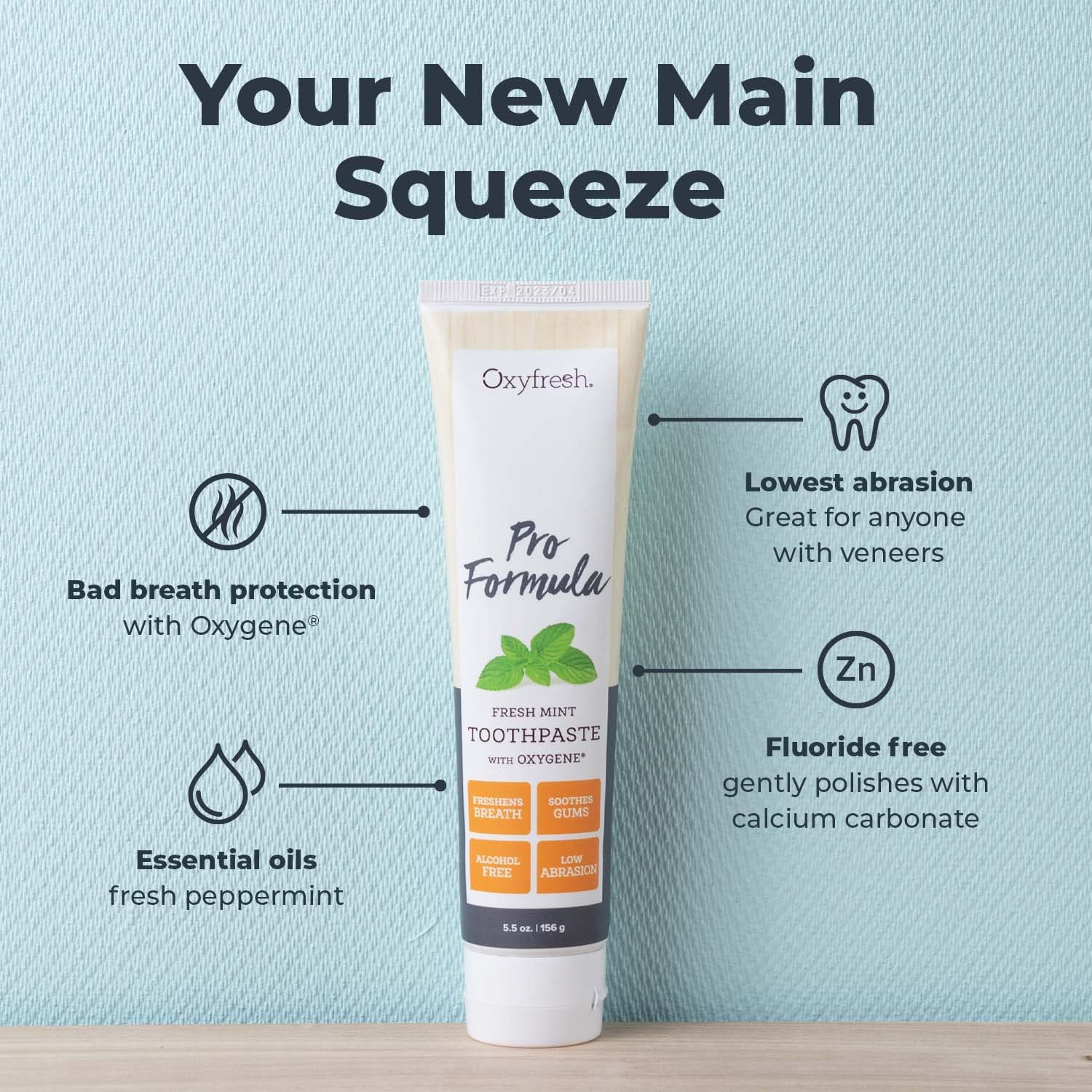 Texture cremeuse du dentifrice sans fluor d Oxyfresh Pro Formula