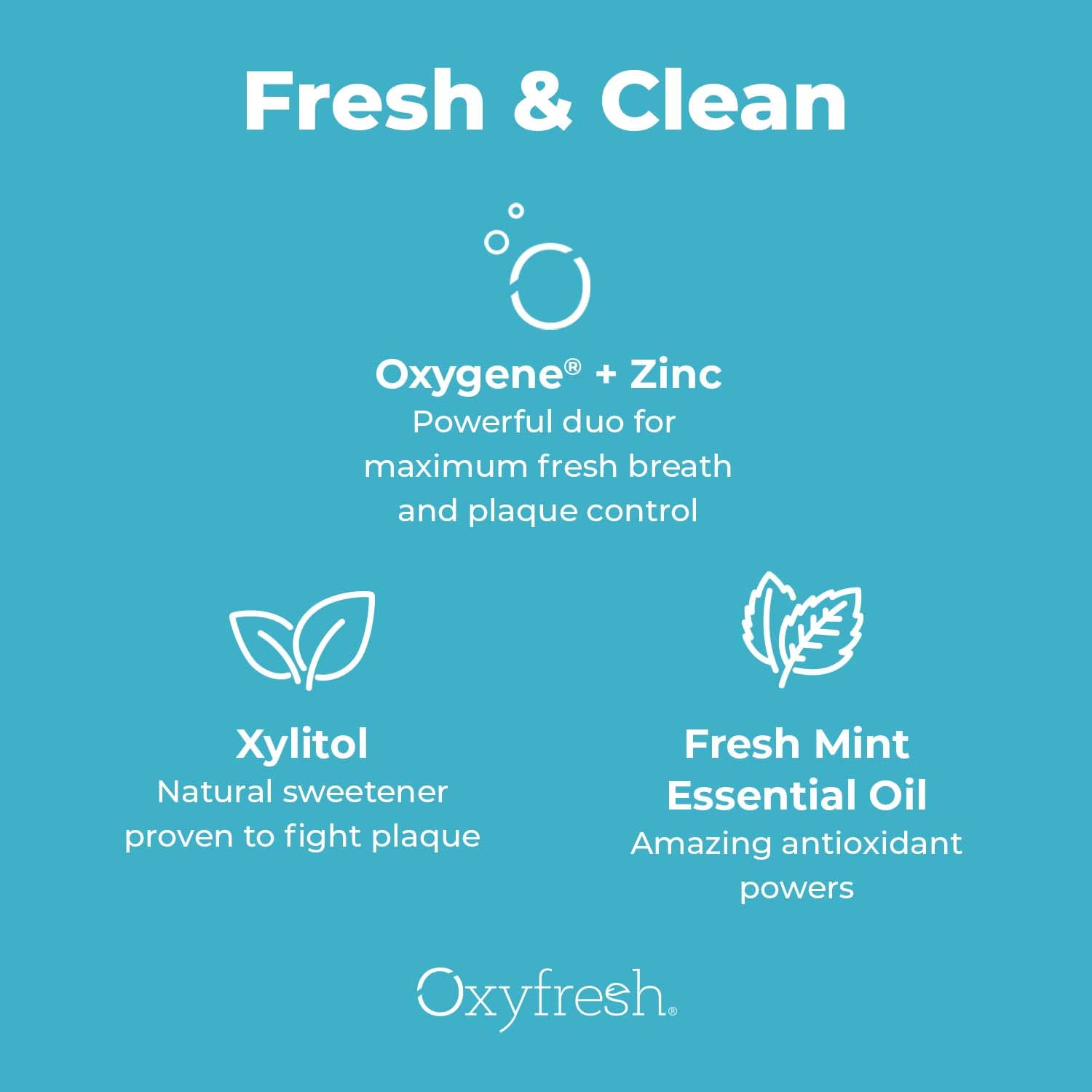 Oxyfresh Pro Formula Fresh Mint, utilisation quotidienne facile pour haleine longue durée.