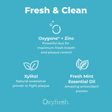 Oxyfresh Pro Formula Fresh Mint, utilisation quotidienne facile pour haleine longue durée.