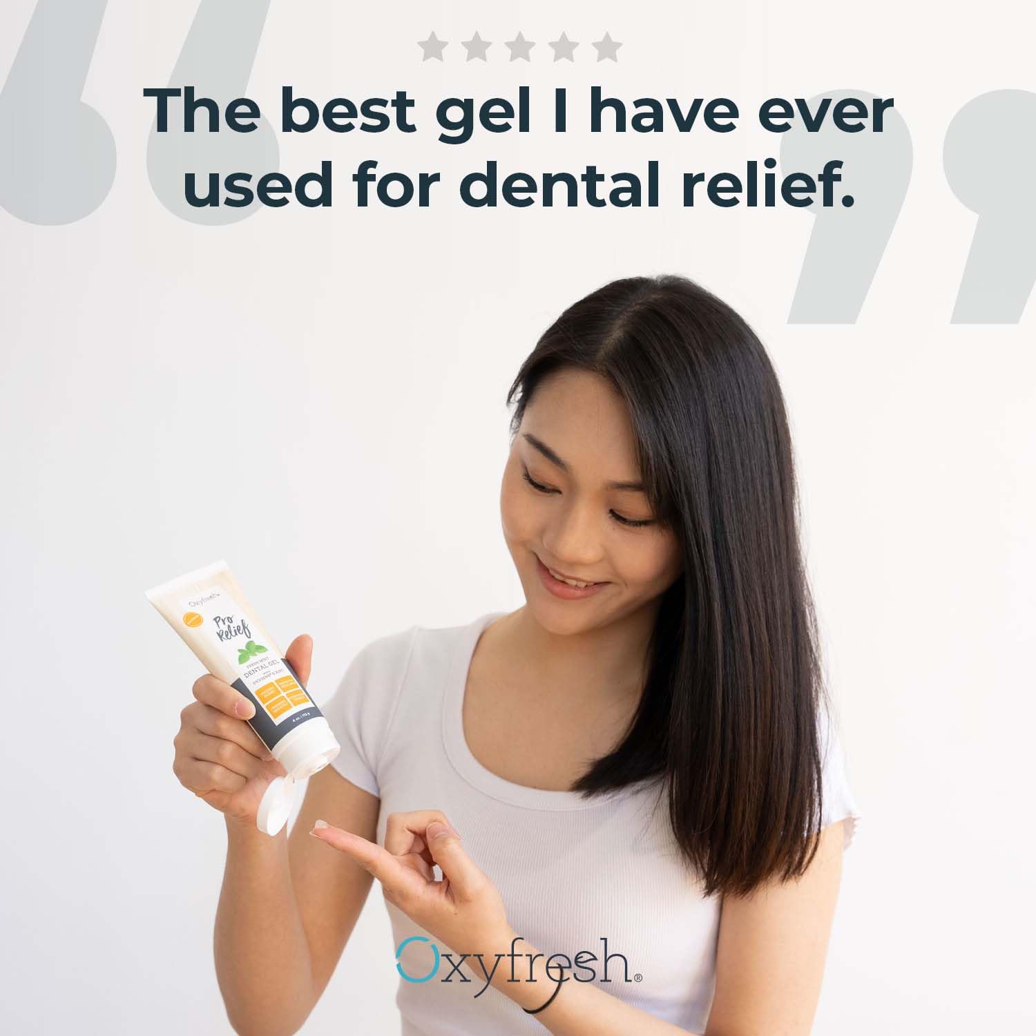 Oxyfresh Pro Relief Gel dentaire – texture douce qui hydrate les tissus gingivaux irrités.
