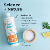 Verre-doseur Oxyfresh Limon-Menthe, mesure précise pour chaque rinçage.