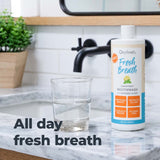 Gouttes visibles d'extraits naturels Oxyfresh Limon-Menthe, fraîcheur durable après usage.