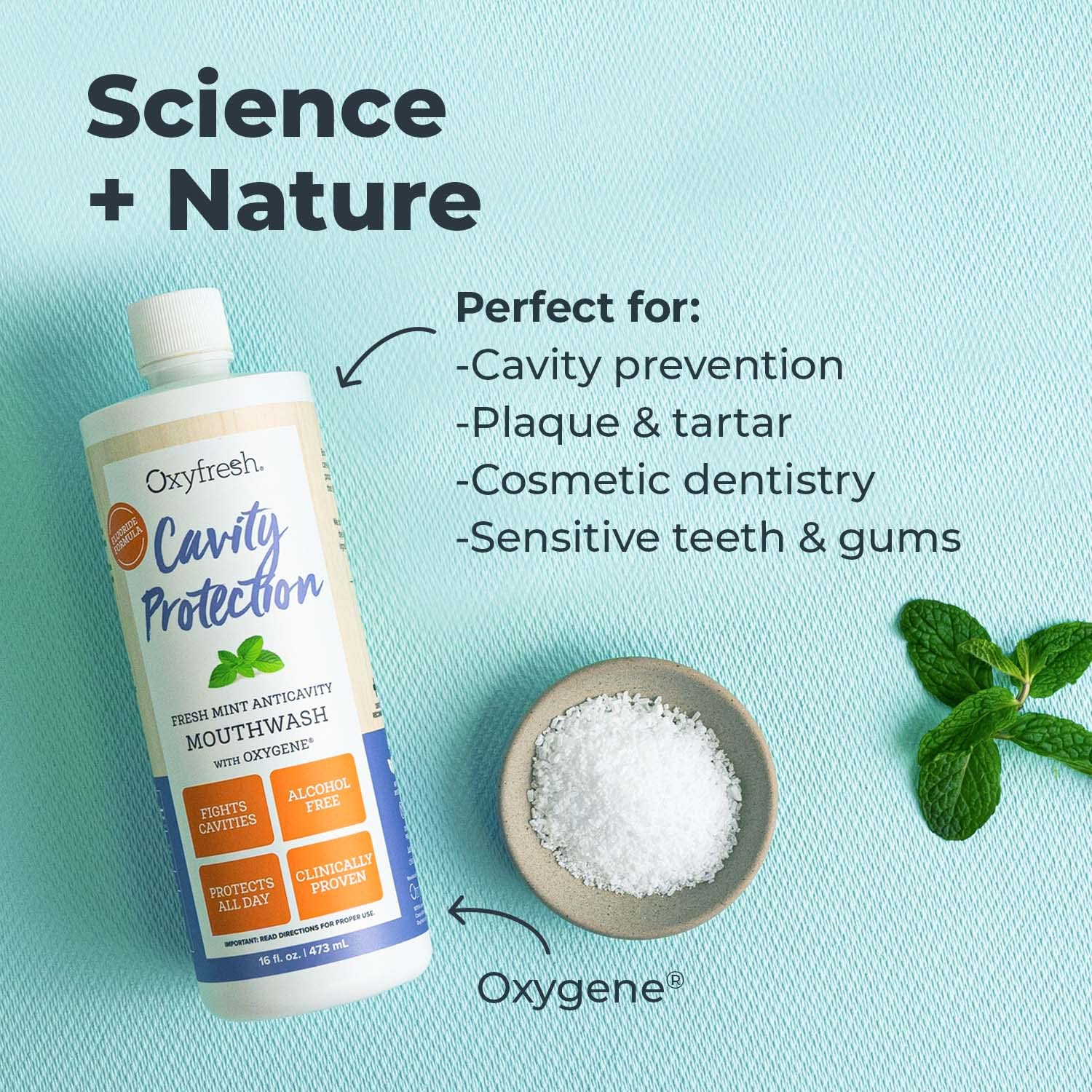 Oxyfresh rince-bouche sans alcool – douceur et fraîcheur après le rinçage