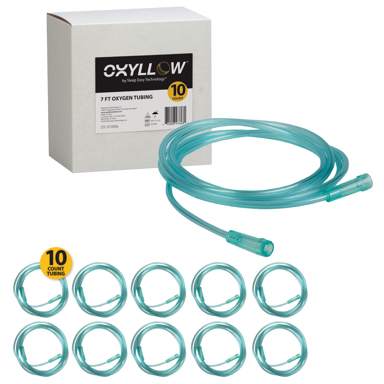 Oxyllow Tube d'Oxygene Premium, vert vif, meilleure visibilité.