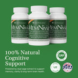 OxyNaturals MemNivia — étiquette affichant Cognivia et Bacopa pour un soutien potentiel.