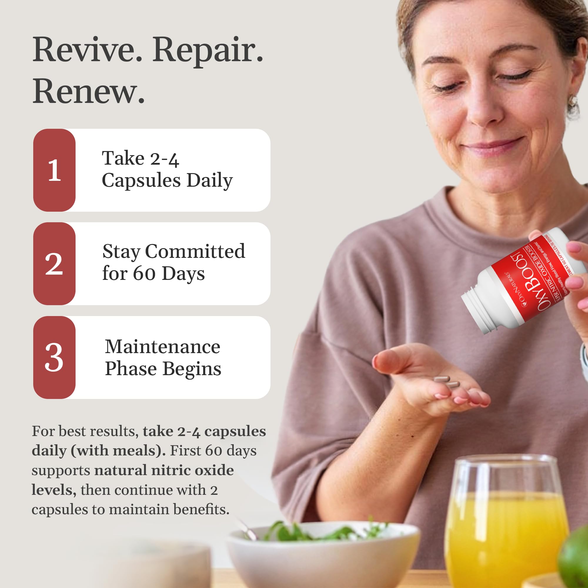 OxyBoost - tableau-utilisation: routine quotidienne pour vitalité et énergie.