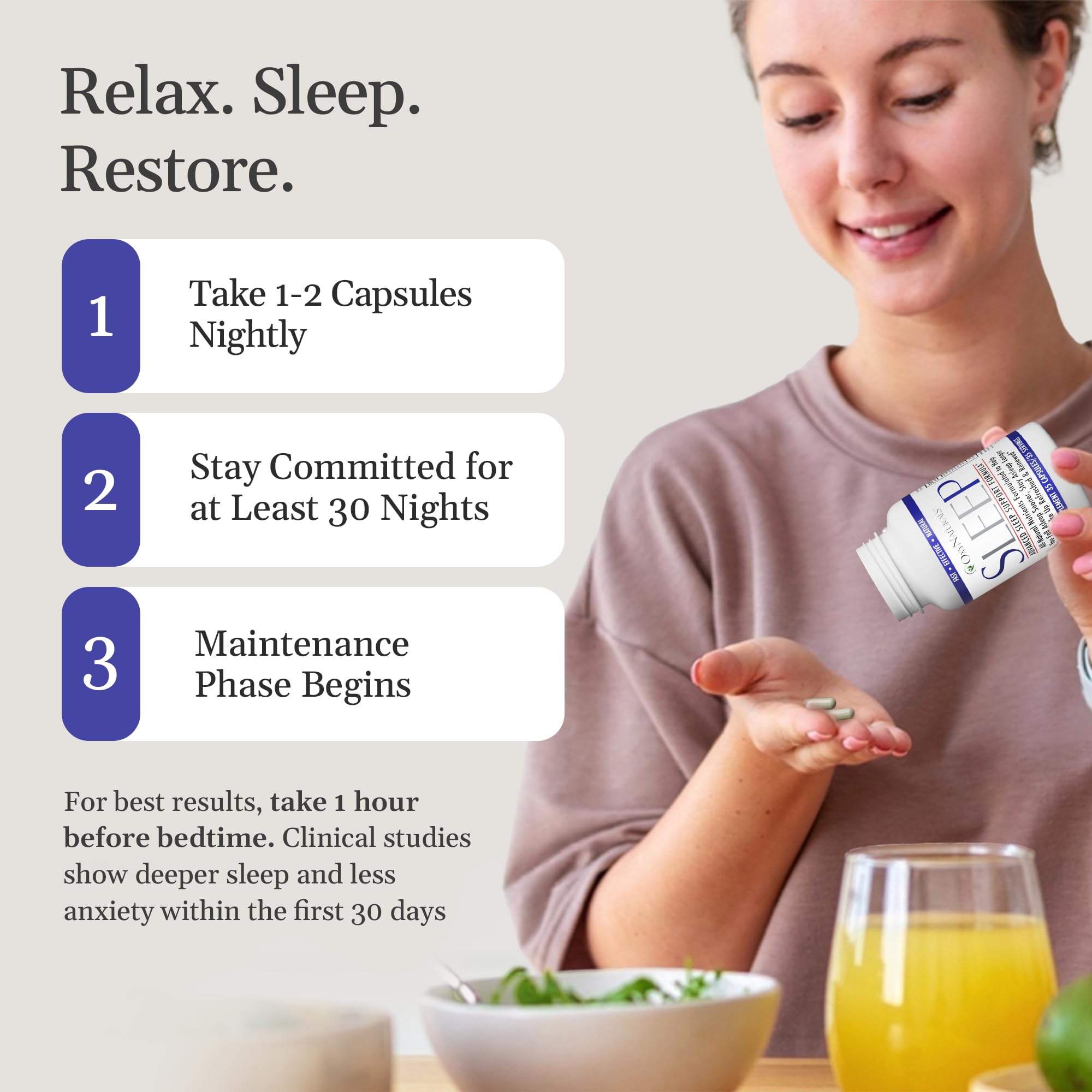 OxyNaturals Sommeil - packaging pratique pour intégrer le rituel du soir.