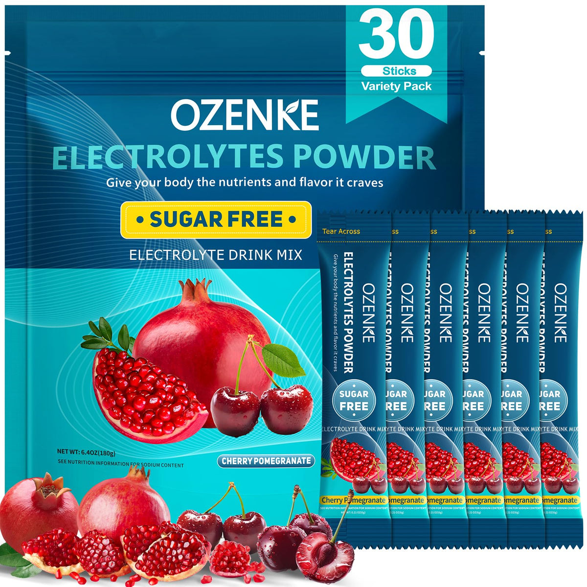 OZENKE dosettes cerise: hydratation rapide sans sucre et zéro calorie