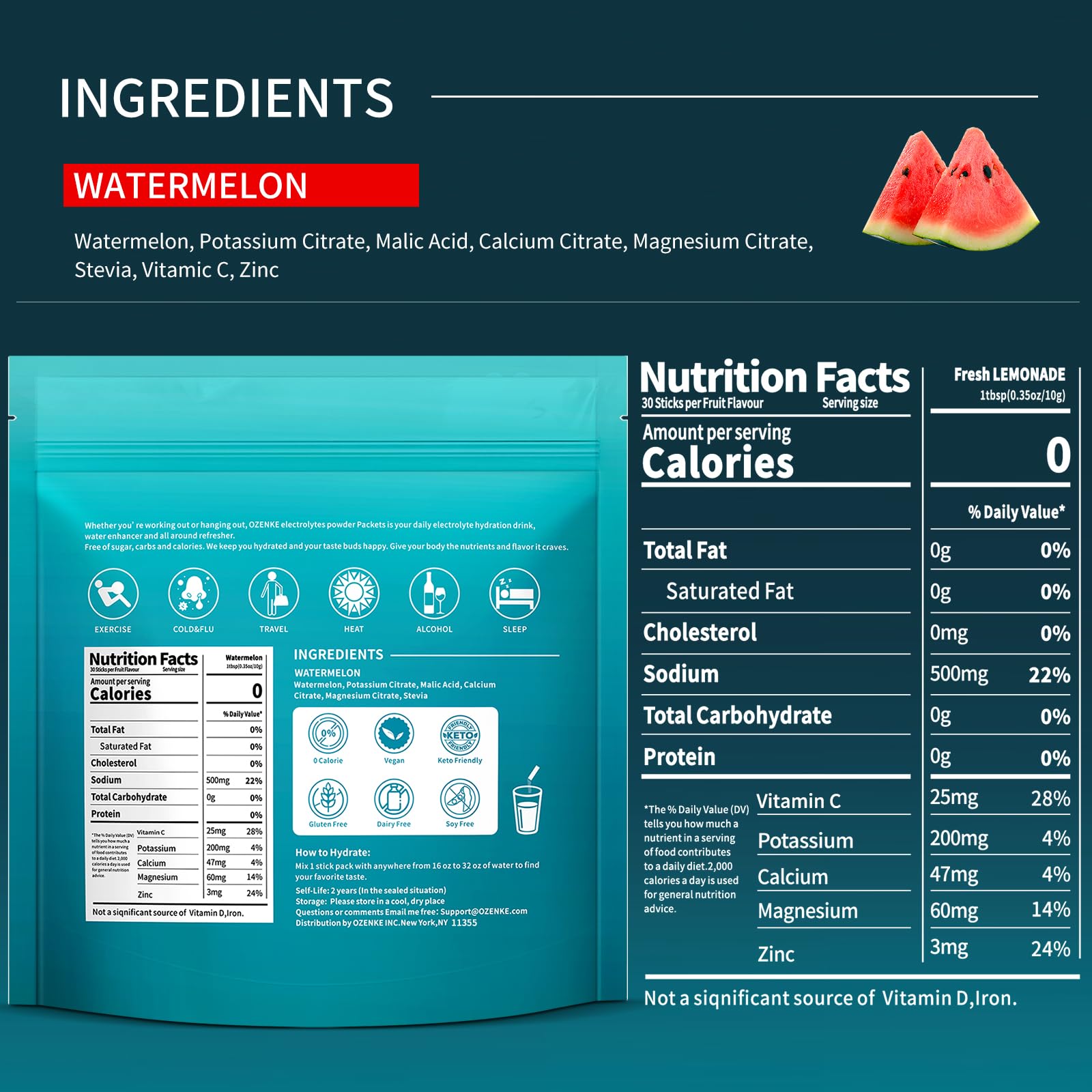 Sachets hydratation portables OZENKE pour réhydrater rapidement après l'effort