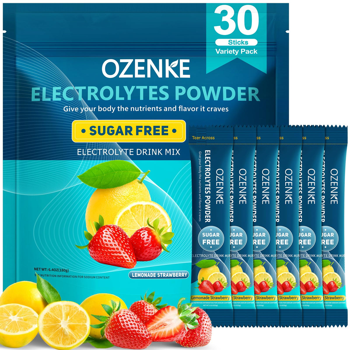 OZENKE électrolytes citron, sachet rafraîchissant pour l'hydratation sportive