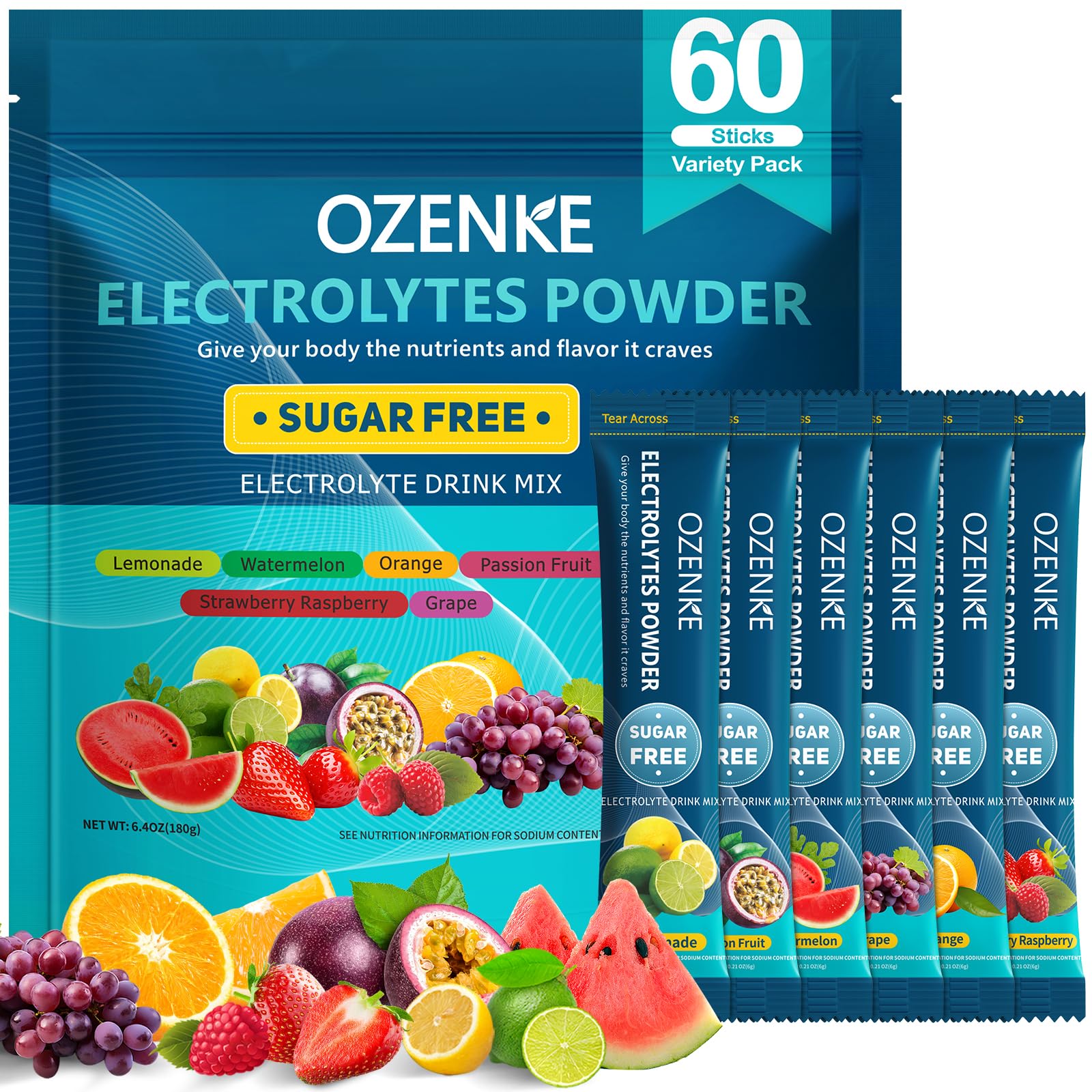 OZENKE sachets d'électrolytes pour une hydratation rapide après l'effort.