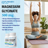 P Puregen Labs Magnesium Glycinate 500mg — dosage quotidien pratique.