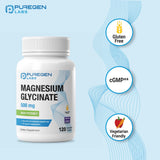 P Puregen Labs Magnesium Glycinate 500mg — idéal en soirée pour détente possible.