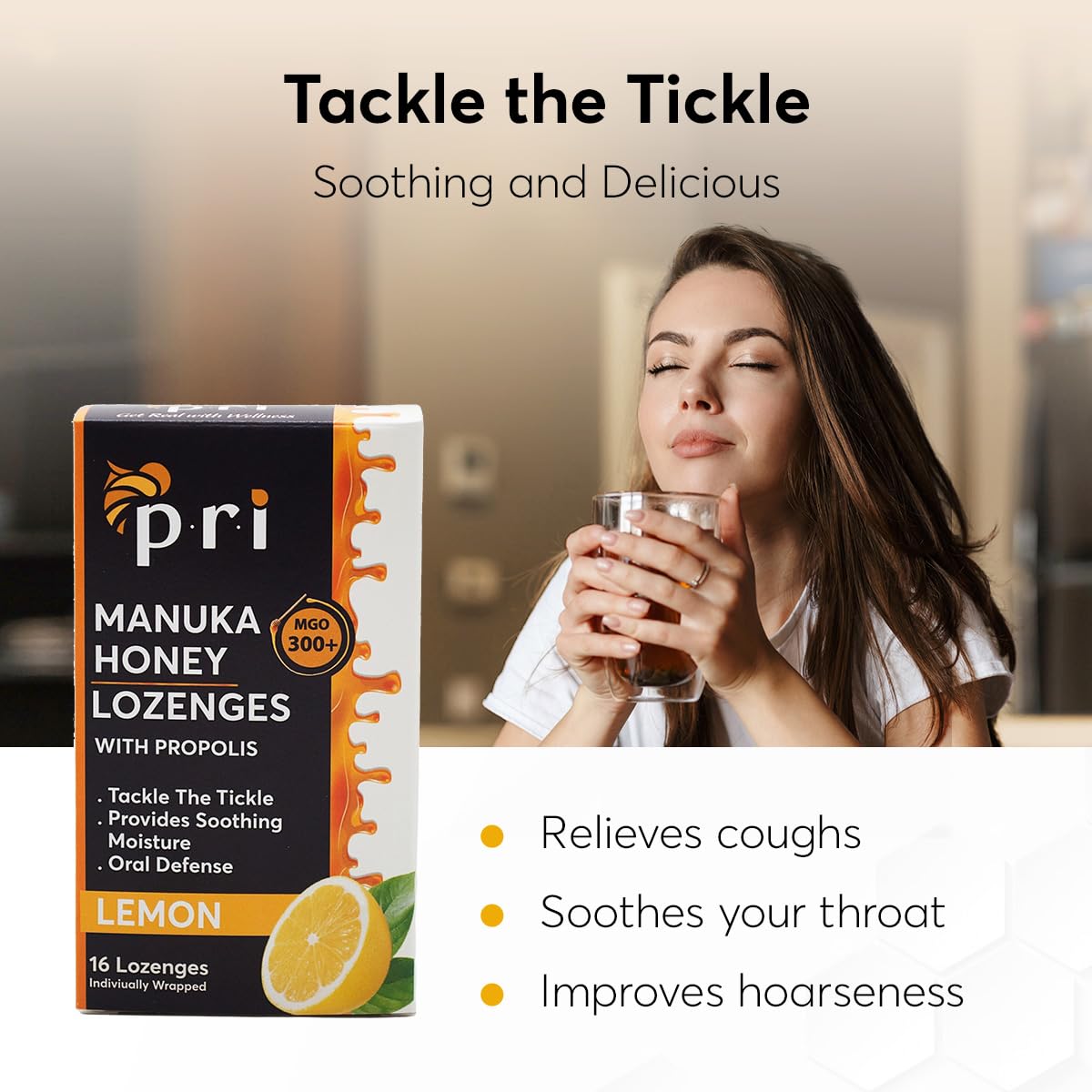 Boîte ouverte P.R.I Manuka Propolis citron, format pratique pour usage en déplacement.