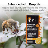 Ingrédients naturels P.R.I Manuka Propolis citron, sans additifs artificiels pour une expérience pure.