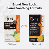 Pastilles P.R.I Manuka Propolis citron, idéales en voyage ou en hiver.