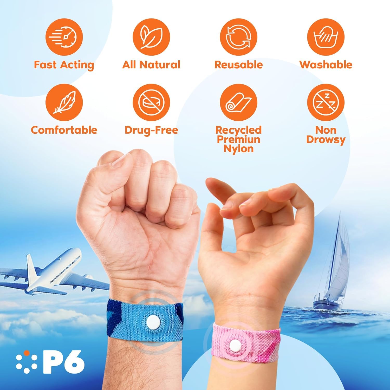 Bande-poignet P6 confortable, utilisation fluide lors des trajets.