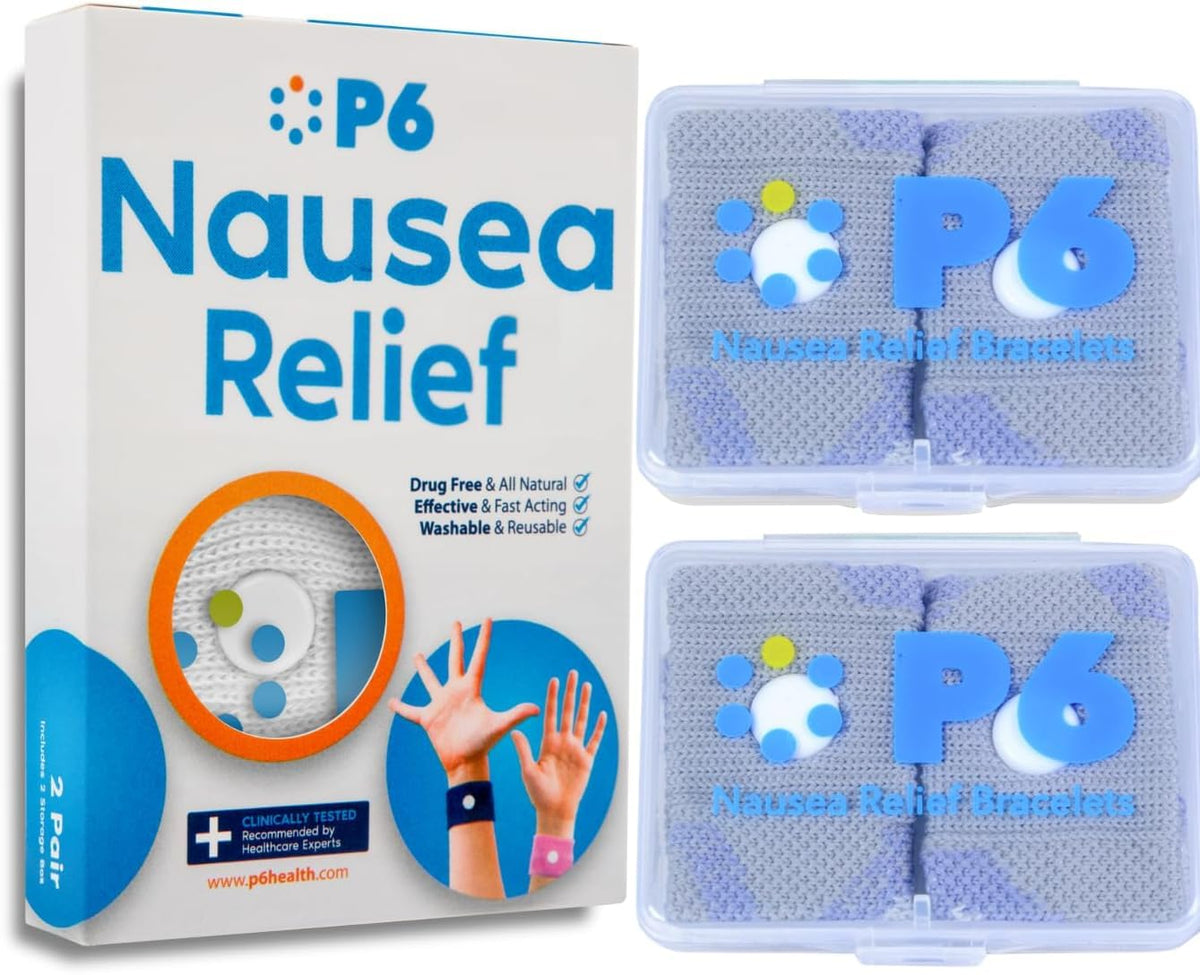 Bandes P6 anti-nausée pour poignet gris, voyage sans médicament.