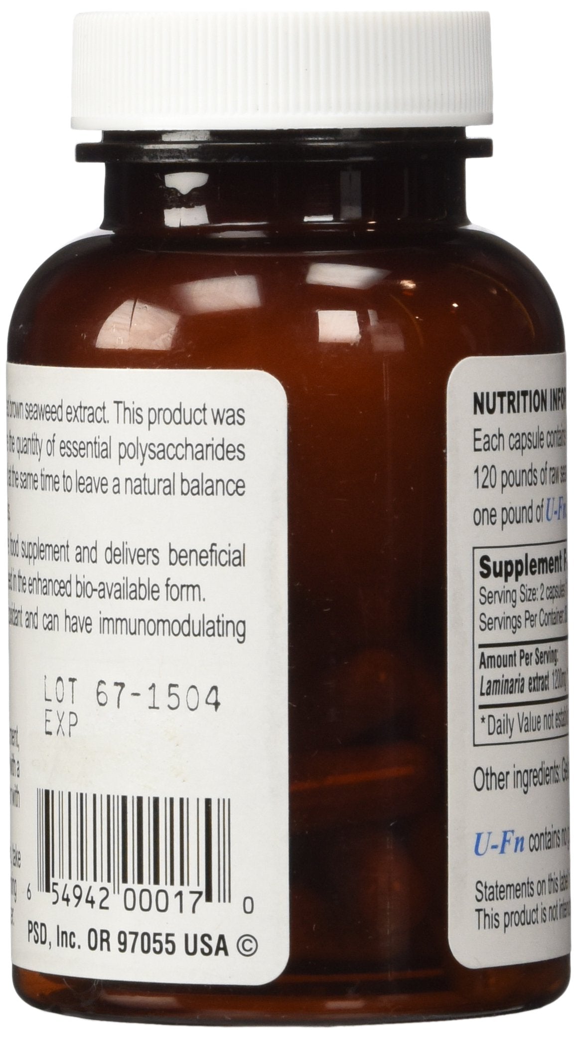 U-Fn Pacific Standard Distributors, etiquette du produit, informations claires sur les polysaccharides.