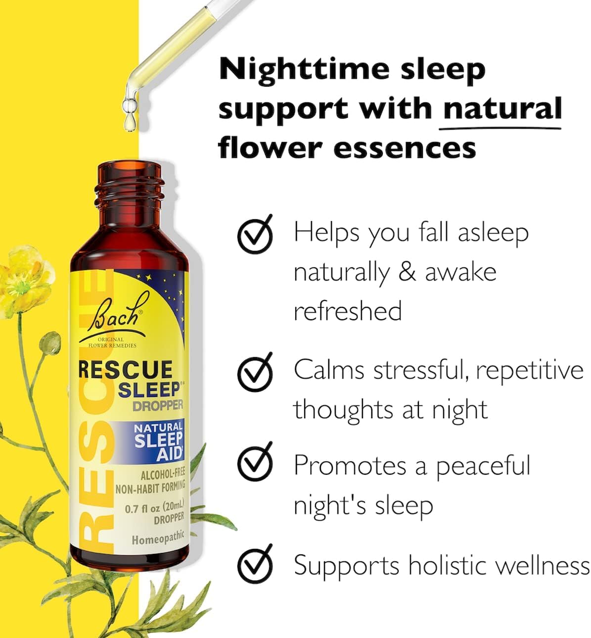 Pack RESCUE Stress & Sommeil, deux flacons 20 mL pour usage quotidien et nocturne.