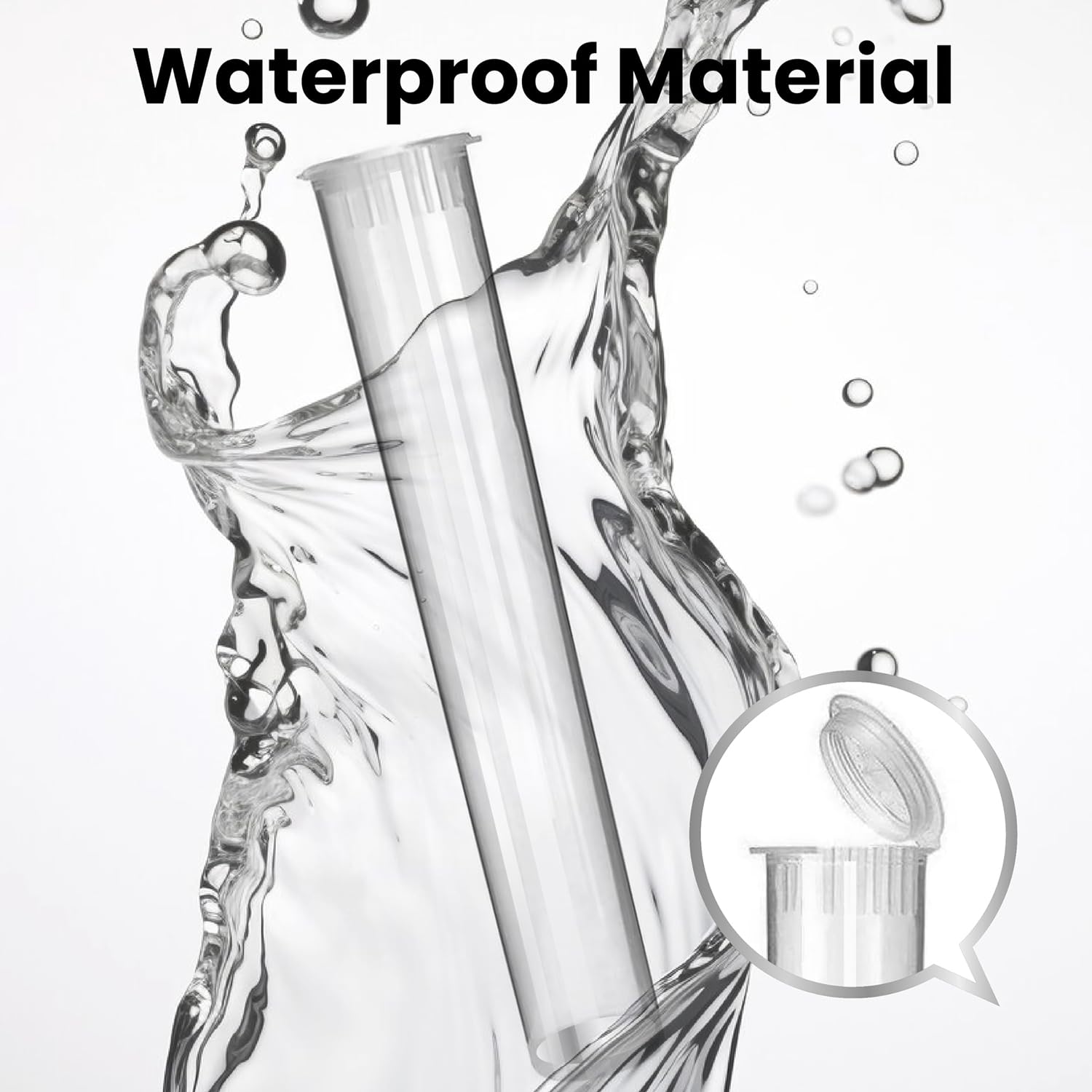 Tubes transparents Packlahoma avec capuchon, excellente visibilité des contenus et repérage rapide.