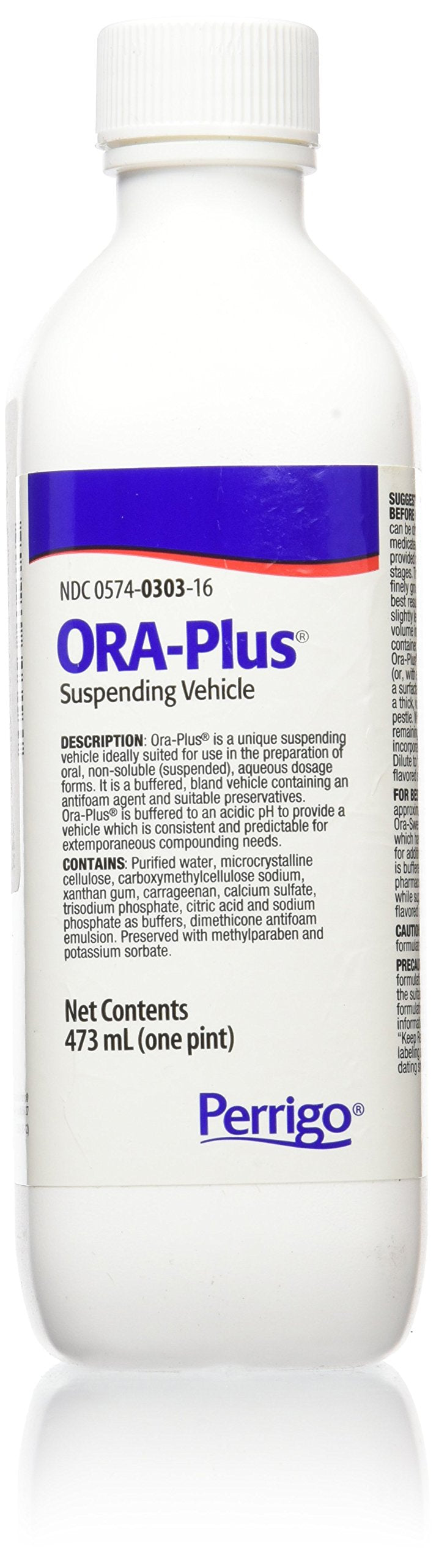 Ora-Plus PADDOCK LABORATORIES, véhicule de suspension en bouteille 16oz pour suspensions orales