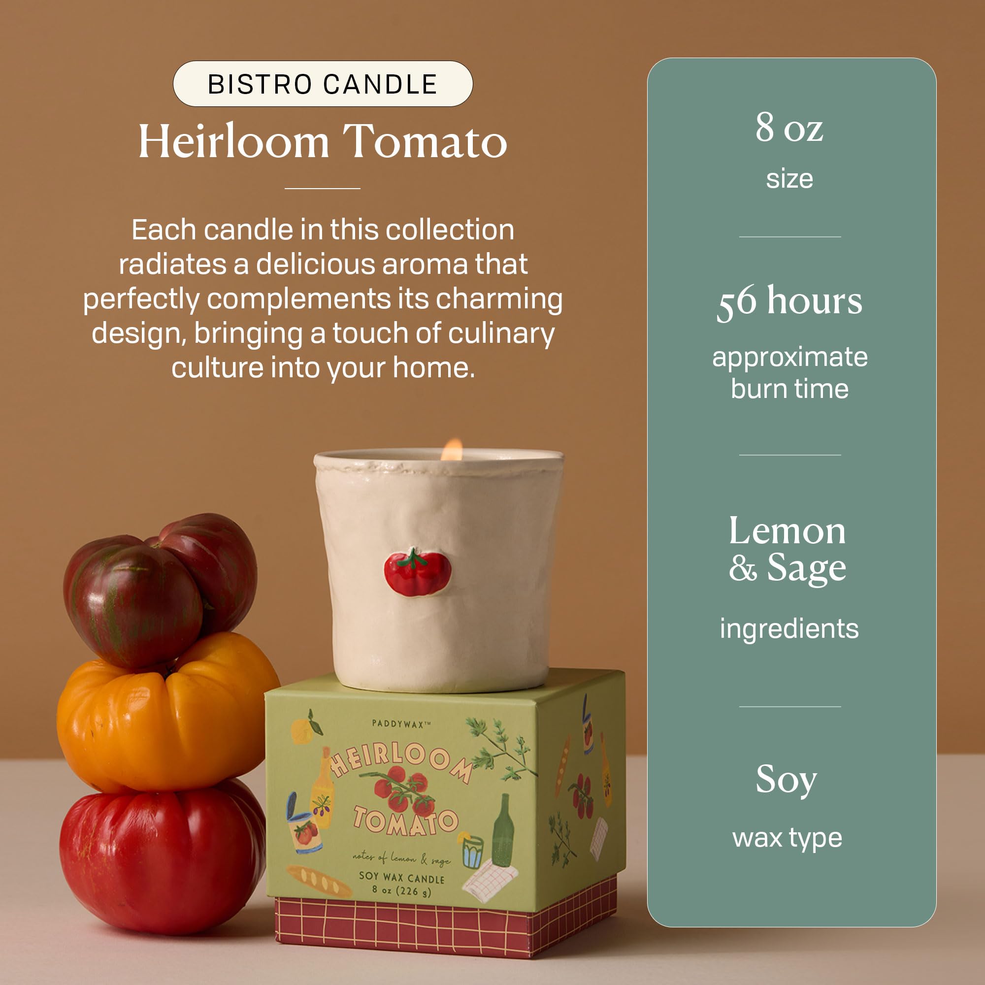 Paddywax Bistro senteur tomate ancienne, parfum frais rappelant le jardin et des récoltes.