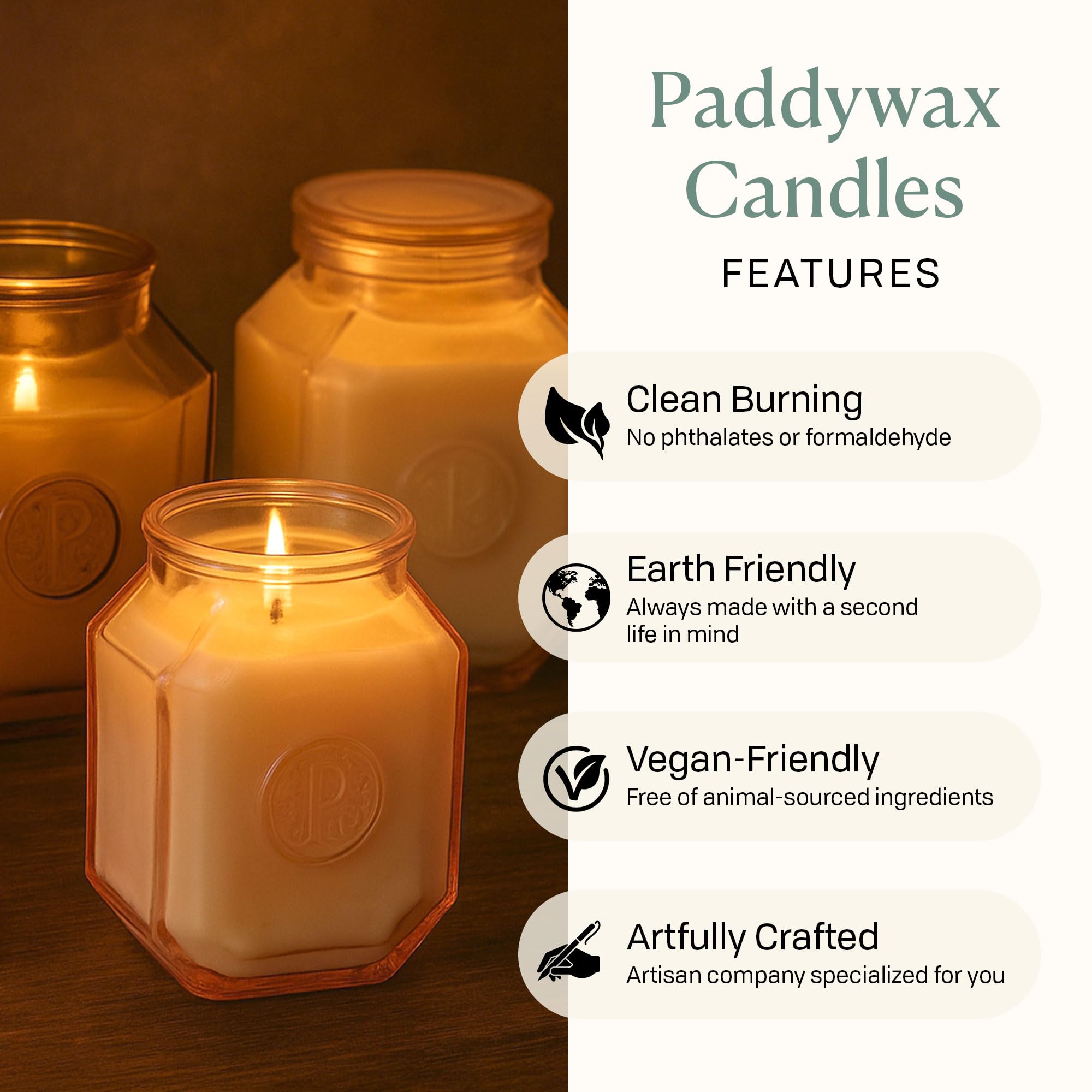 Flamme douce de Paddywax Botanica, parfum cuir et fumé